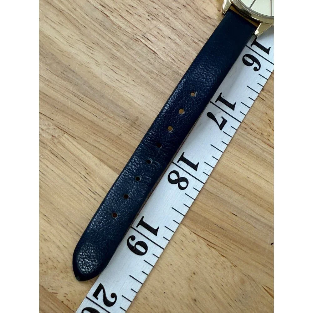 Anne Klein Womens Gold-Tone Watch With Blue Genuine Leather Strap NOT TESTED‎